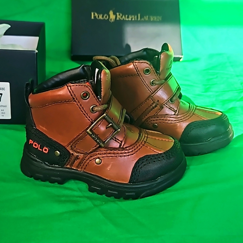Polo Ralph Lauran leather buckle  kids boots